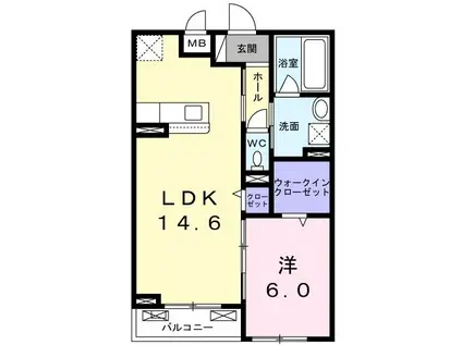 アーバンシャトー甲斐(1LDK/3階)の間取り写真