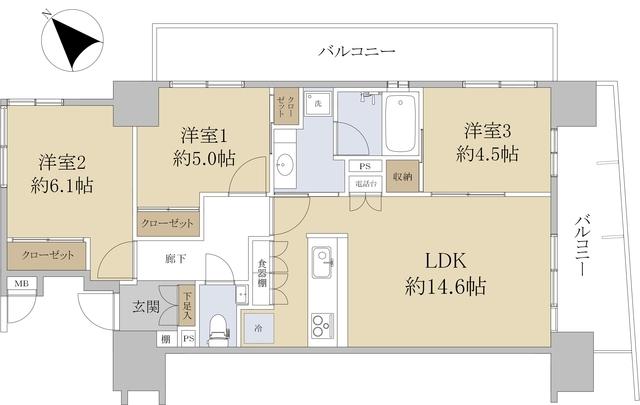 ミオカステーロ朝霞台(3LDK/6階)の間取り写真