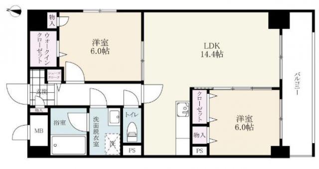 SOPHIA21堀川(2LDK/9階)の間取り写真