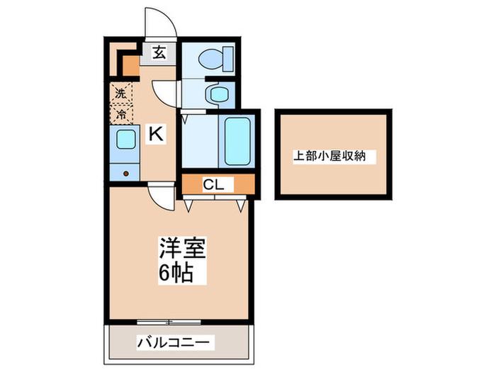 プラウランド京王堀之内(1K/1階)の間取り写真