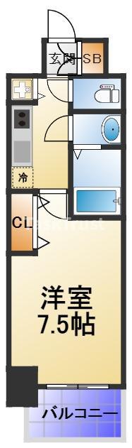 ウォークフォレスト御幸町(1K/6階)の間取り写真
