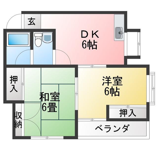 ハイツサンクレール(2DK/2階)の間取り写真