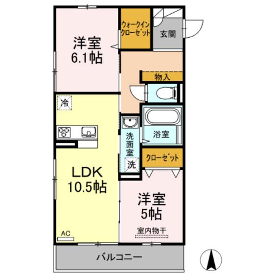 ルシエール(2LDK/2階)の間取り写真
