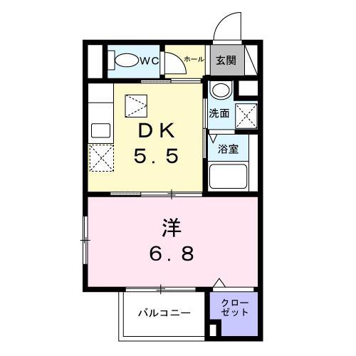 フェリーチェ深沢(1DK/3階)の間取り写真