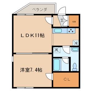 桜ガーデン(1LDK/2階)の間取り写真