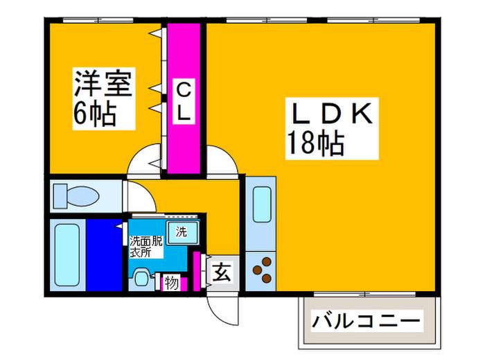 エスタイル堺東(1LDK/4階)の間取り写真