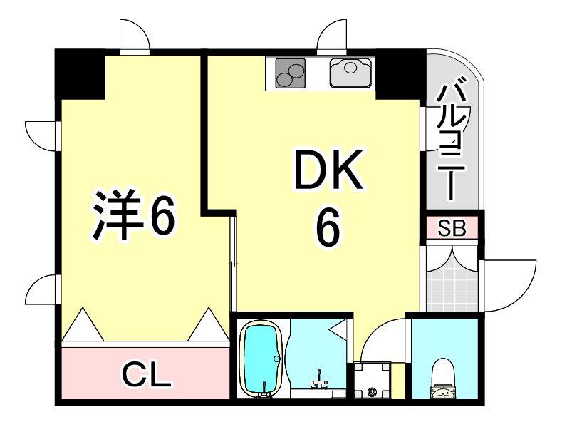 グランドパレス甲子園(1DK/3階)の間取り写真