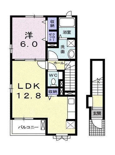 アントレッド(1LDK/2階)の間取り写真