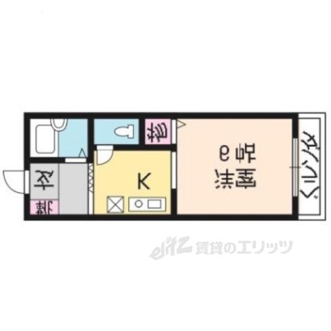 衣笠ハイツ(1K/2階)の間取り写真