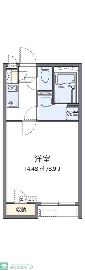 クレイノニュー荒牧町(1K/2階)の間取り写真
