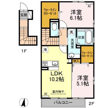 D-ROOMMG(2LDK/2階)の間取り写真
