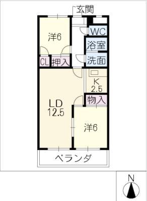 アーバンクレスト(2LDK/4階)の間取り写真