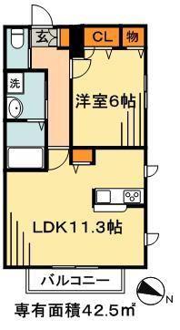 フォレストガーデン市川大野(1LDK/3階)の間取り写真