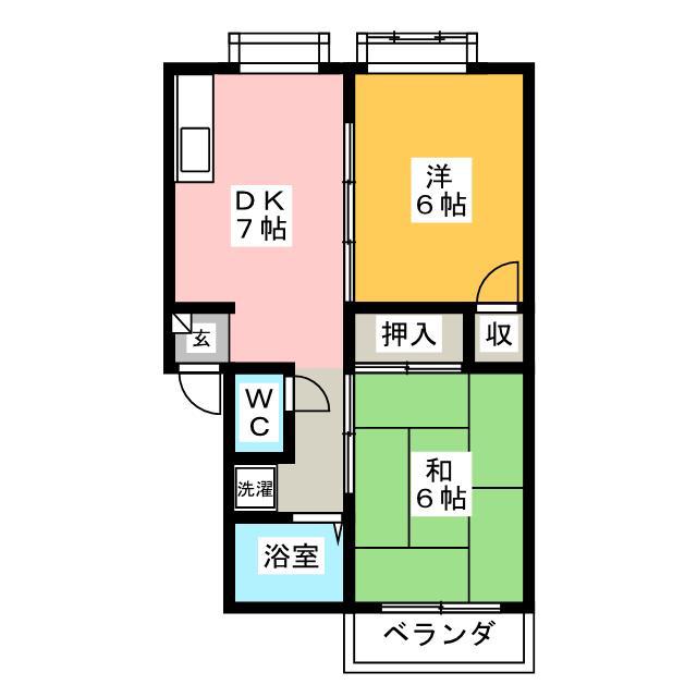 カモミール(2DK/2階)の間取り写真