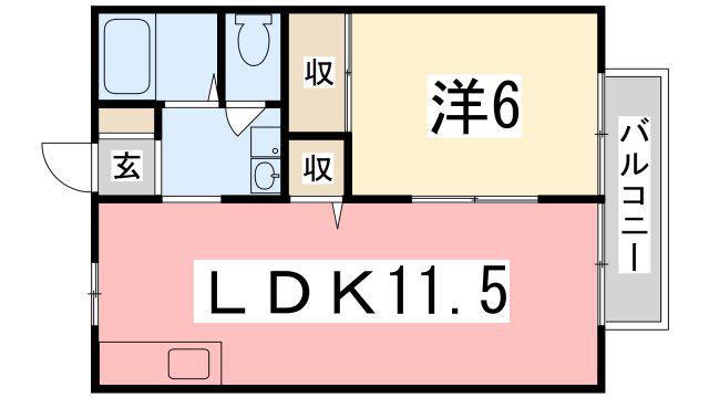 サンライフ森の西B棟(1LDK/2階)の間取り写真