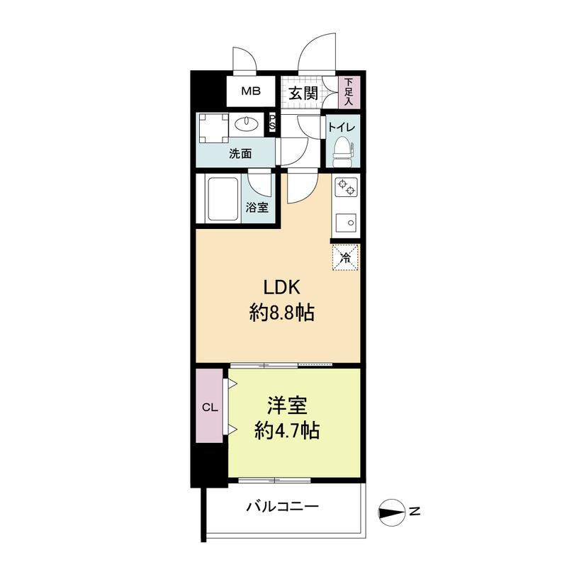 RISING MAISON 本町橋(1LDK/4階)の間取り写真