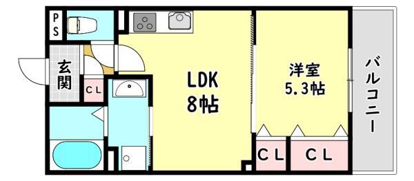クリエオーレ大池町I(1LDK/2階)の間取り写真