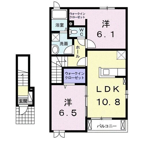 フロントリヴァーB(2LDK/2階)の間取り写真
