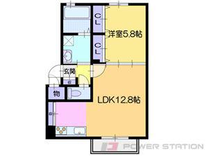 クラージュN34(1LDK/1階)の間取り写真