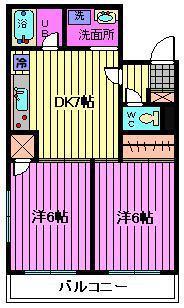 サニーコート東大成(2DK/2階)の間取り写真