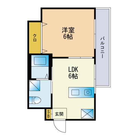 K&K俵 3号館(1DK/3階)の間取り写真