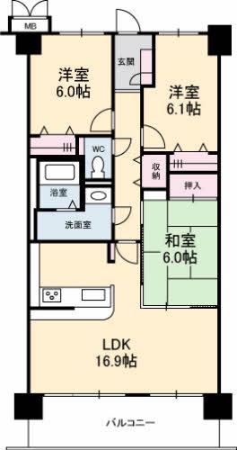 サントノーレ光弐番館(3LDK/7階)の間取り写真