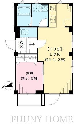 SOARE YUTENJI ソアレ祐天寺(1LDK/1階)の間取り写真