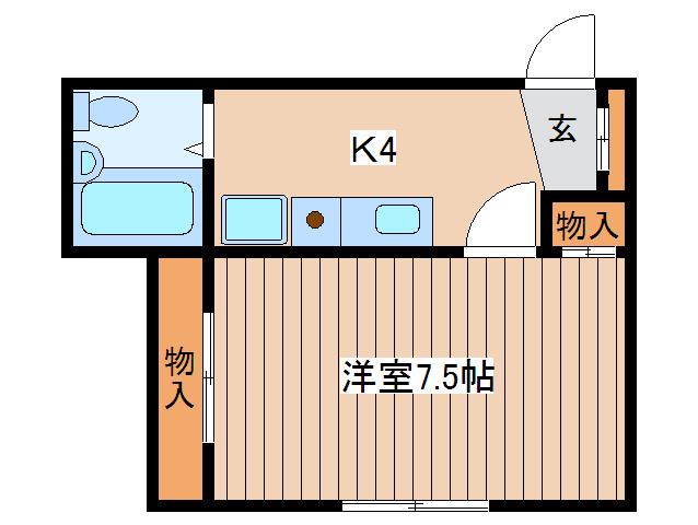 ドルフ鶴巻NO.19(1K/2階)の間取り写真