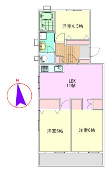 エメラルドマンション安古市中筋(3LDK/1階)の間取り写真
