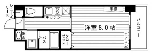 DSユニエターナ福岡伊都(1K/1階)の間取り写真