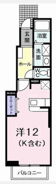 トゥールコネッサンス(1K/1階)の間取り写真