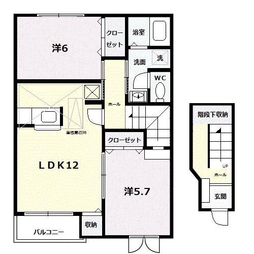 パルテールD(2LDK/2階)の間取り写真