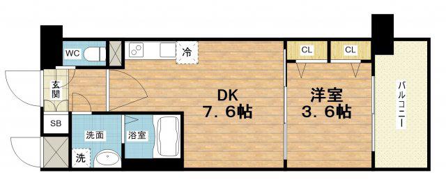 ファステート大阪ベースシティ(1DK/4階)の間取り写真