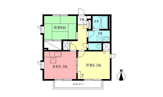エクセレントおおしまA(2DK/1階)の間取り写真