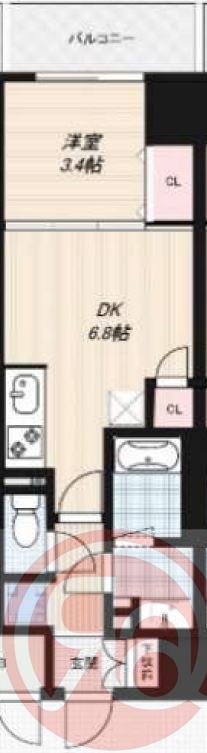DIMORA靭公園(1DK/8階)の間取り写真