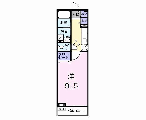 イーストリバー広川(1K/2階)の間取り写真