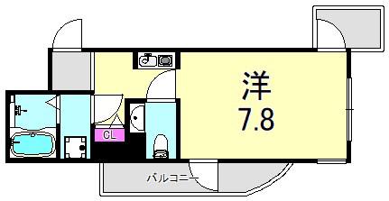 インターフェルティR2甲子園(ワンルーム/9階)の間取り写真