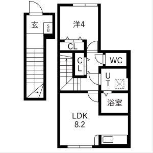 アクアフィオーレ江南(1LDK/2階)の間取り写真