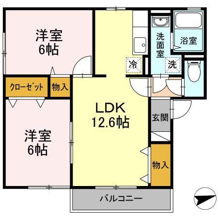 セジュールブランシェ(2LDK/2階)の間取り写真