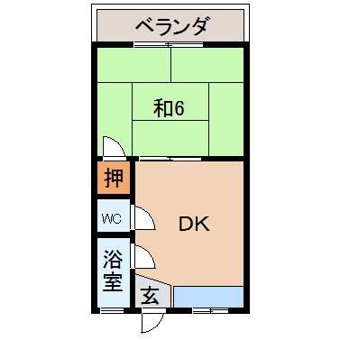 第1城東マンション(1DK/3階)の間取り写真