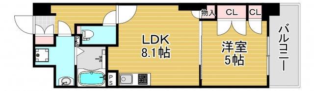 大拓ハイツ22(1LDK/9階)の間取り写真