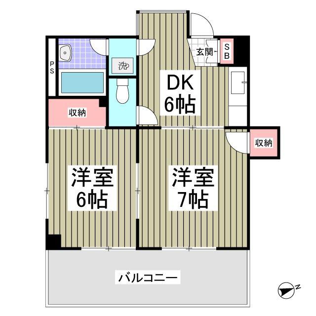 ニューパレス馬橋(2DK/4階)の間取り写真