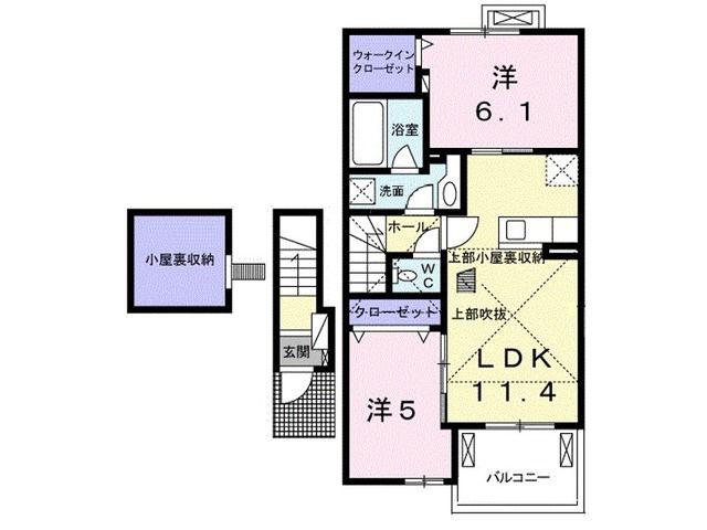 LUCE つくばA棟(2LDK/2階)の間取り写真