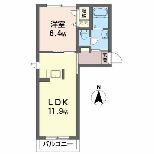 セレーノV(1LDK/2階)の間取り写真