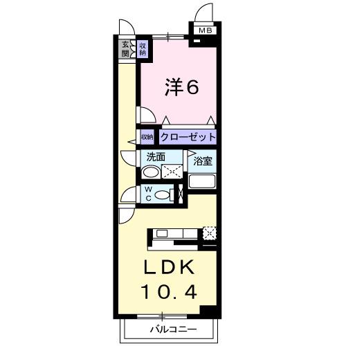 フランシーズ コート A(1LDK/1階)の間取り写真