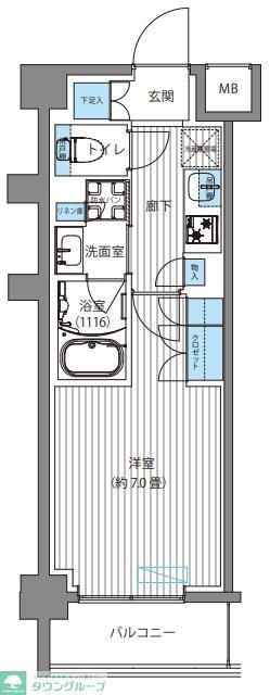TFレジデンス川崎殿町イースト(1K/6階)の間取り写真