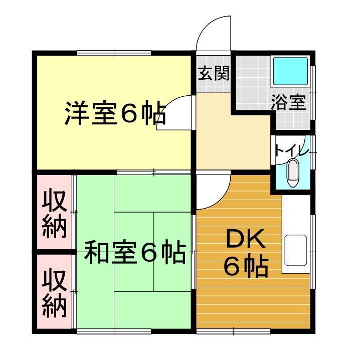 佐伯荘(2DK/2階)の間取り写真