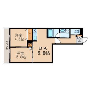 グランコール志茂(2DK/4階)の間取り写真