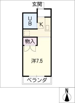 メゾンマルキ(1K/1階)の間取り写真