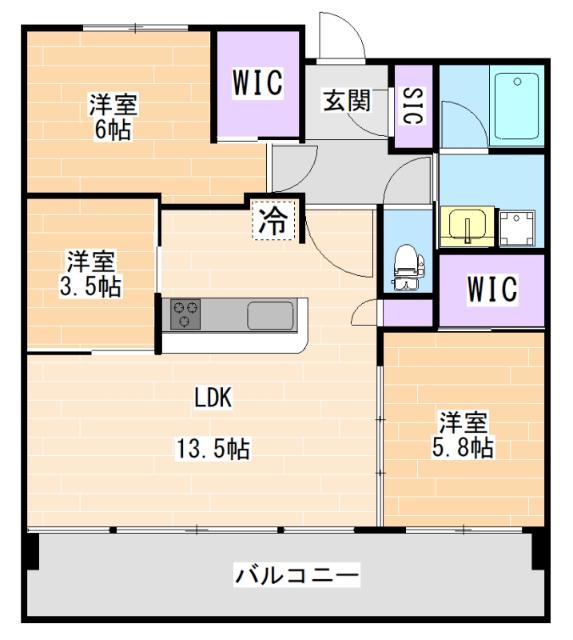 原田1丁目マンション(3LDK/7階)の間取り写真